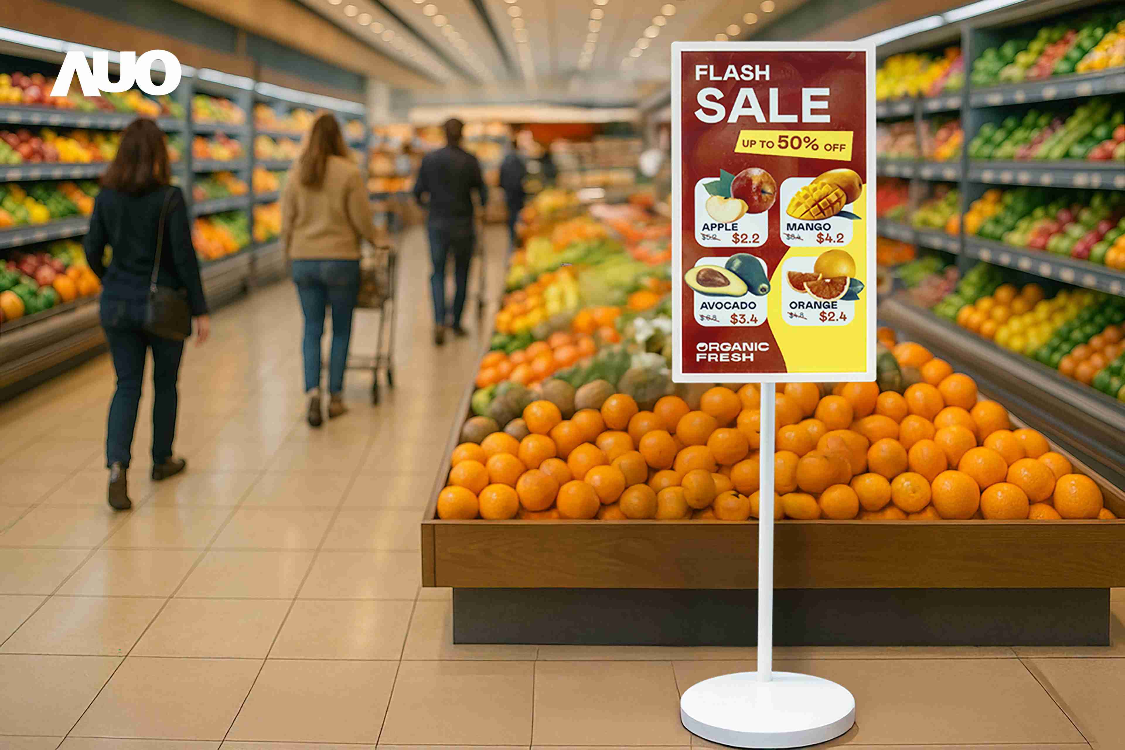 达擎首亮相低功耗、、全彩的〝aecoPost电子纸解决方案〞，，，，仅在更新画面时需要微量的电力驱动，，无需布建电线的便捷设计，，，使其可灵活应用、、、、随意置放，，并可透过云端或行动装置app，，，轻松管理及排程广告内容，，晋升店头营销利器。。。。